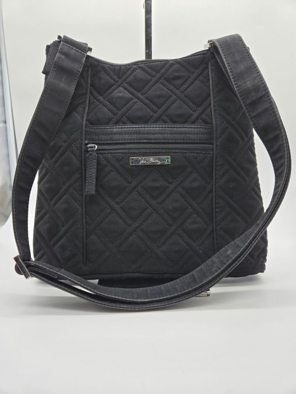 Vera Bradley Black Quilted Crossbody Argyle With Zippered Compartments And Adjus